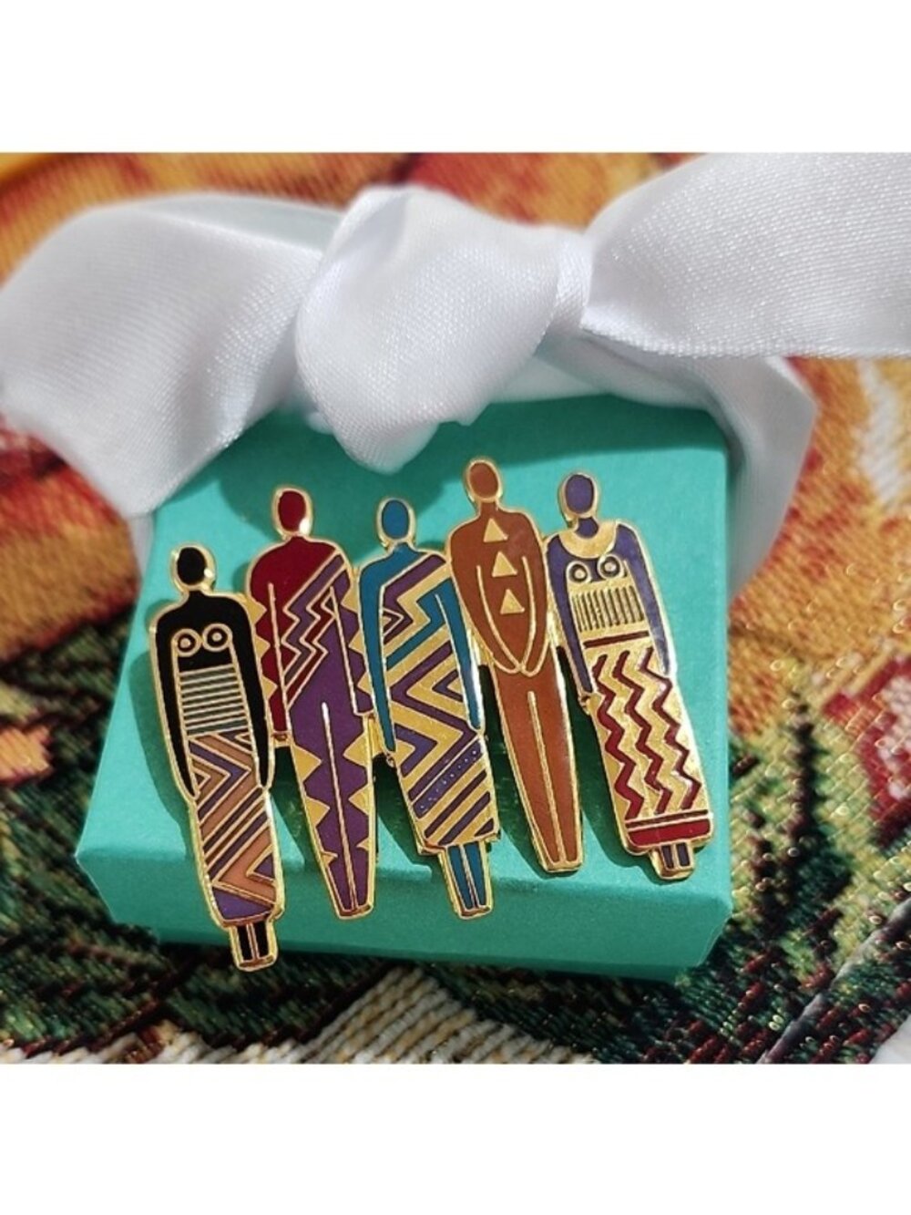 Vintage Laurel Burch People TRIBE Figures Enamel Brooch